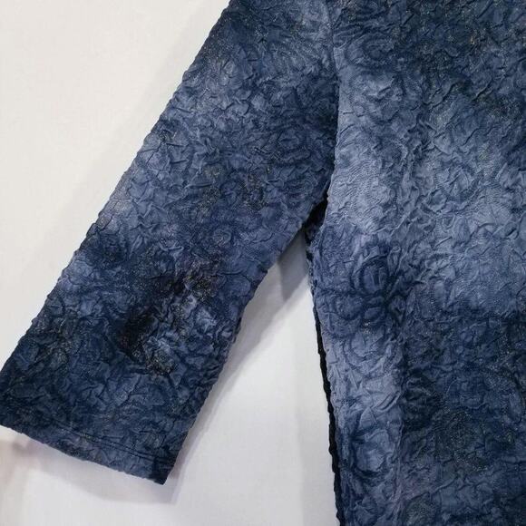 BonWorth Blue Shirt Size Xs Generous Fit Gold Sparkle Textured 3/4 Sleeve   - Picture 5 of 5